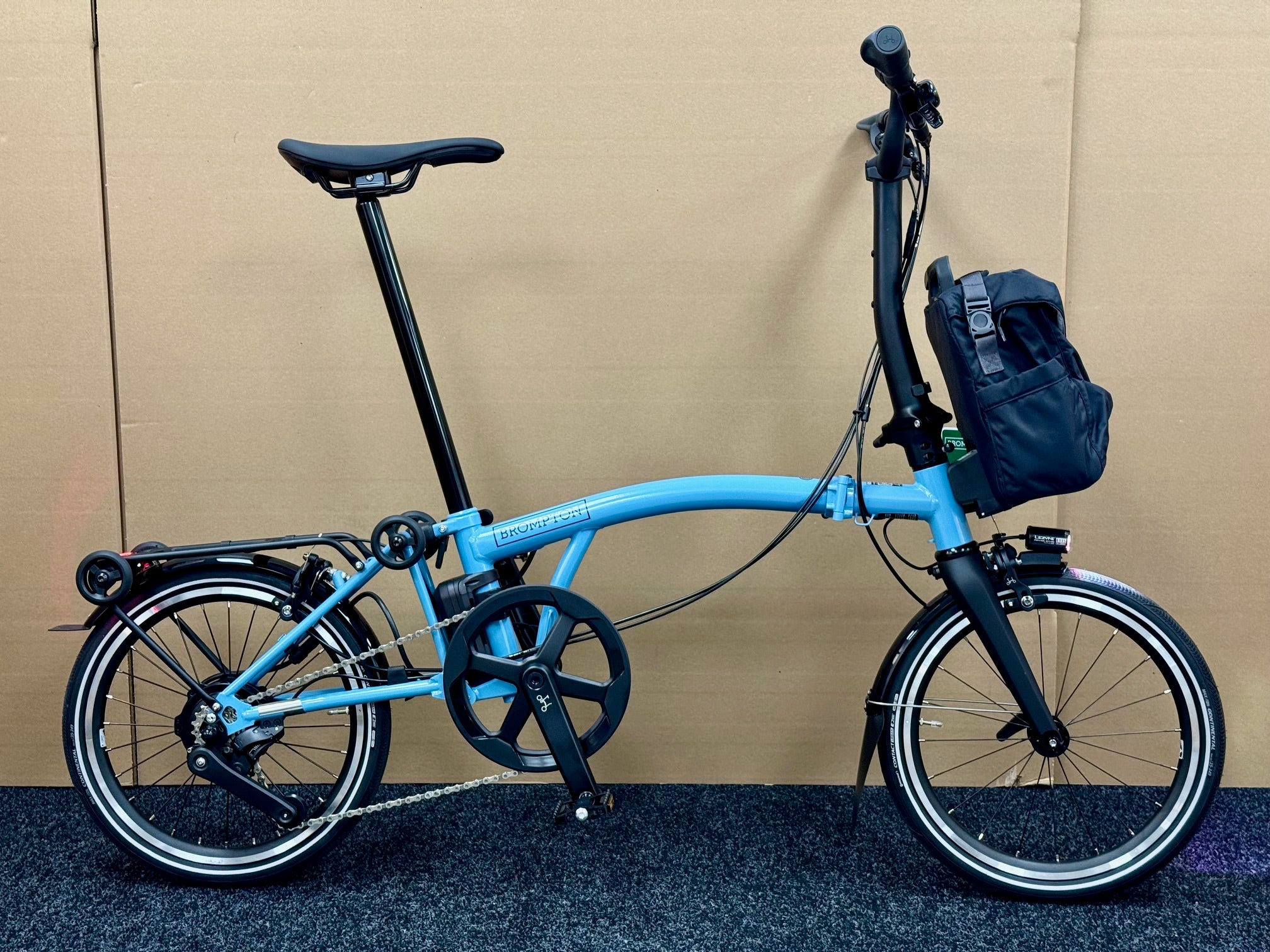 Brompton P Line Electric 4-Speed Mid-HB with e-Motiq System, Cloud Met –  PortaPedal Bike