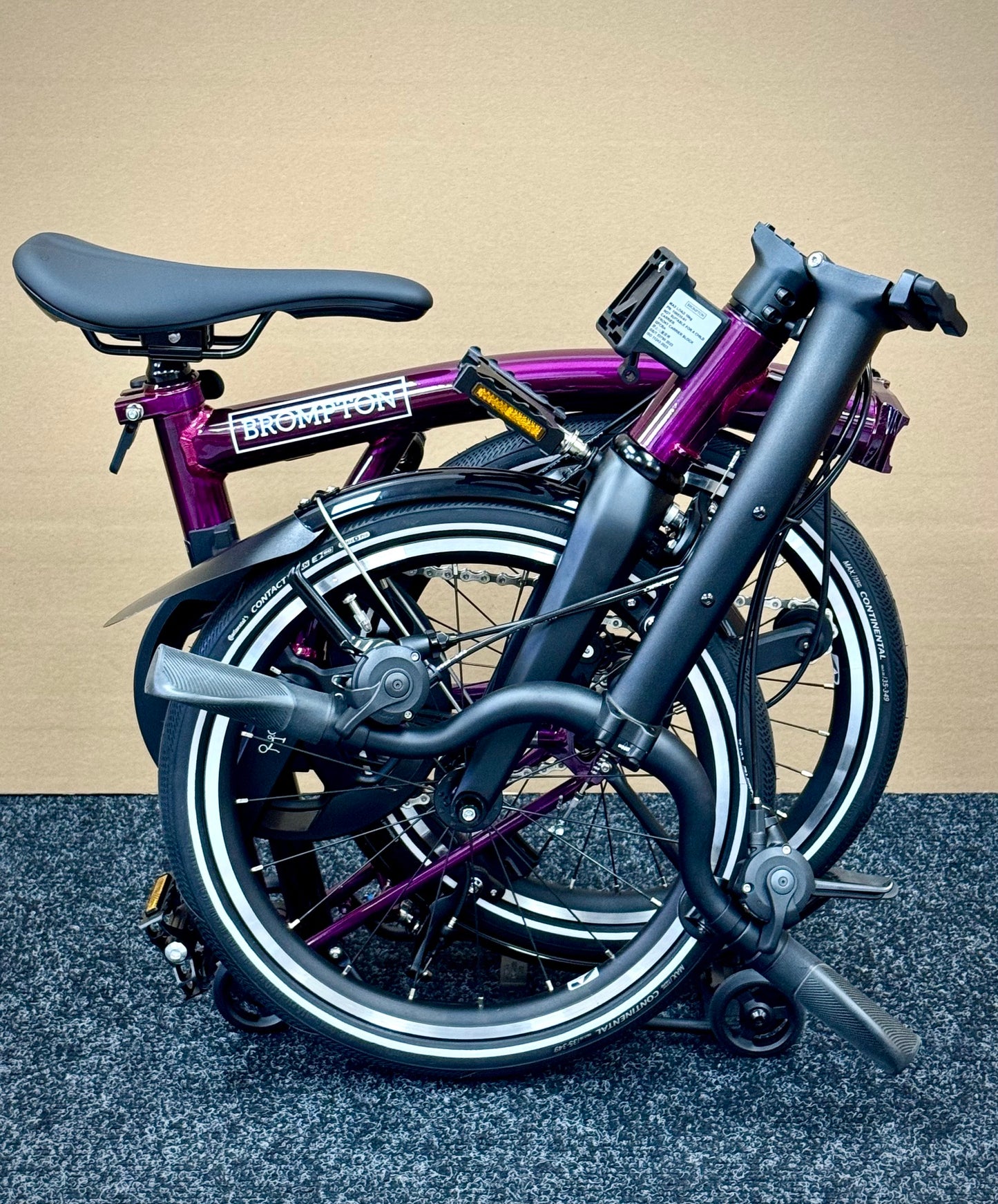 Brompton P Line 12-Speed Mid-HB Amethyst Lacquer w/Roller Rack