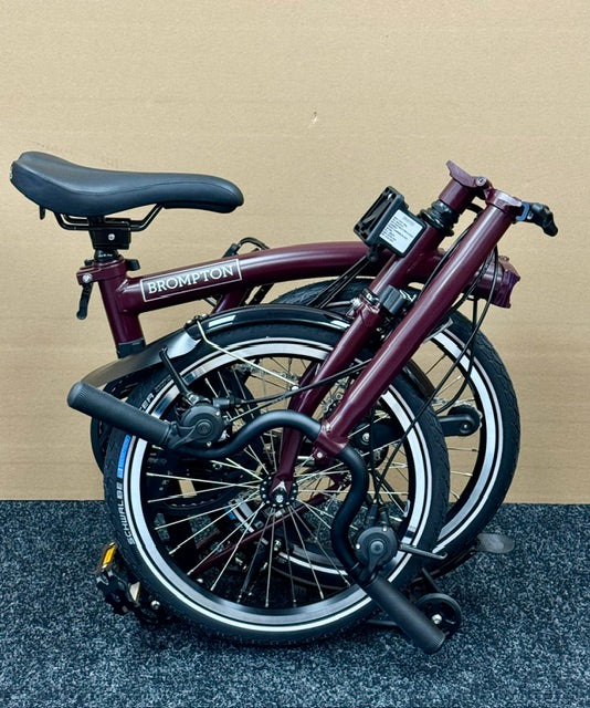 Brompton C Line 12-Speed High-HB Plum Red w/Roller Rack