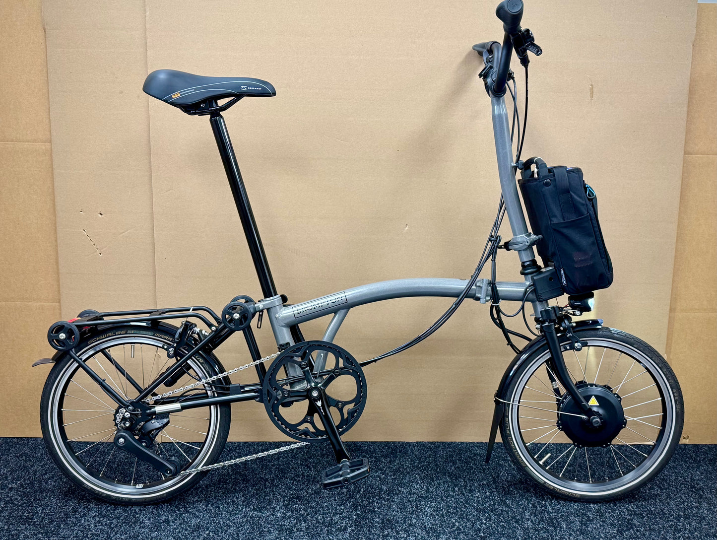 Brompton Pre-Owned P Line 4-Speed High-HB E-Bike Metallic Grey