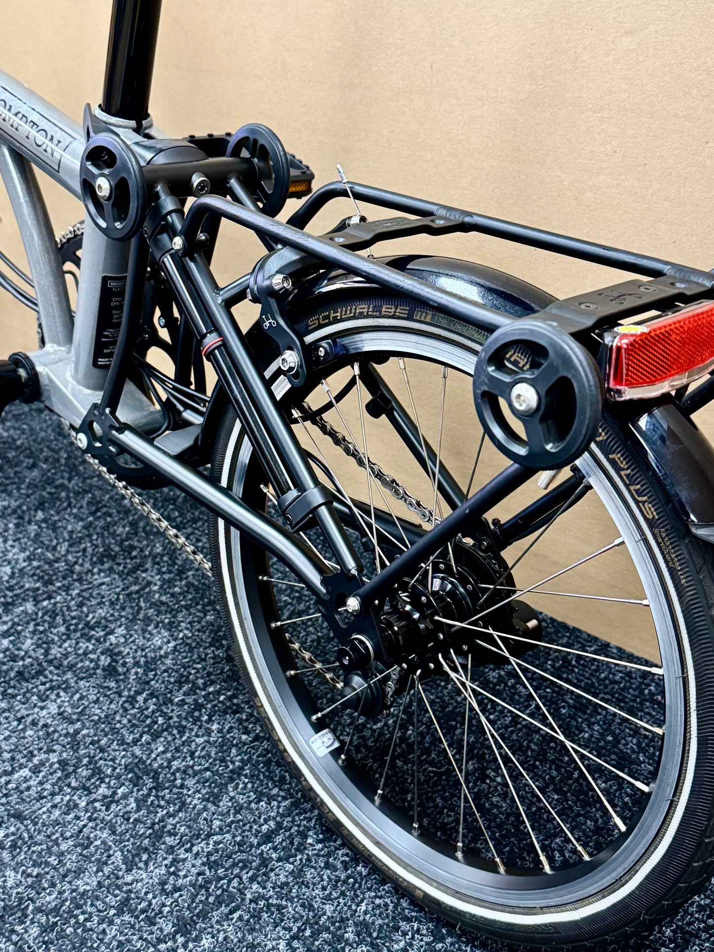 Brompton Pre-Owned P Line 4-Speed High-HB E-Bike Metallic Grey