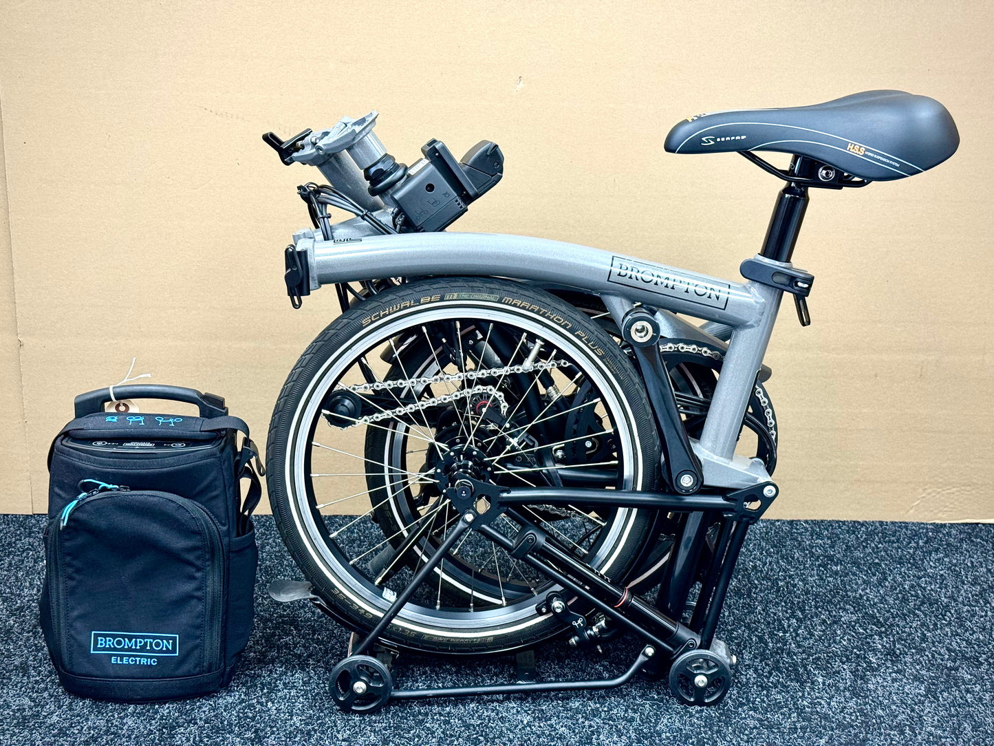 Brompton Pre-Owned P Line 4-Speed High-HB E-Bike Metallic Grey