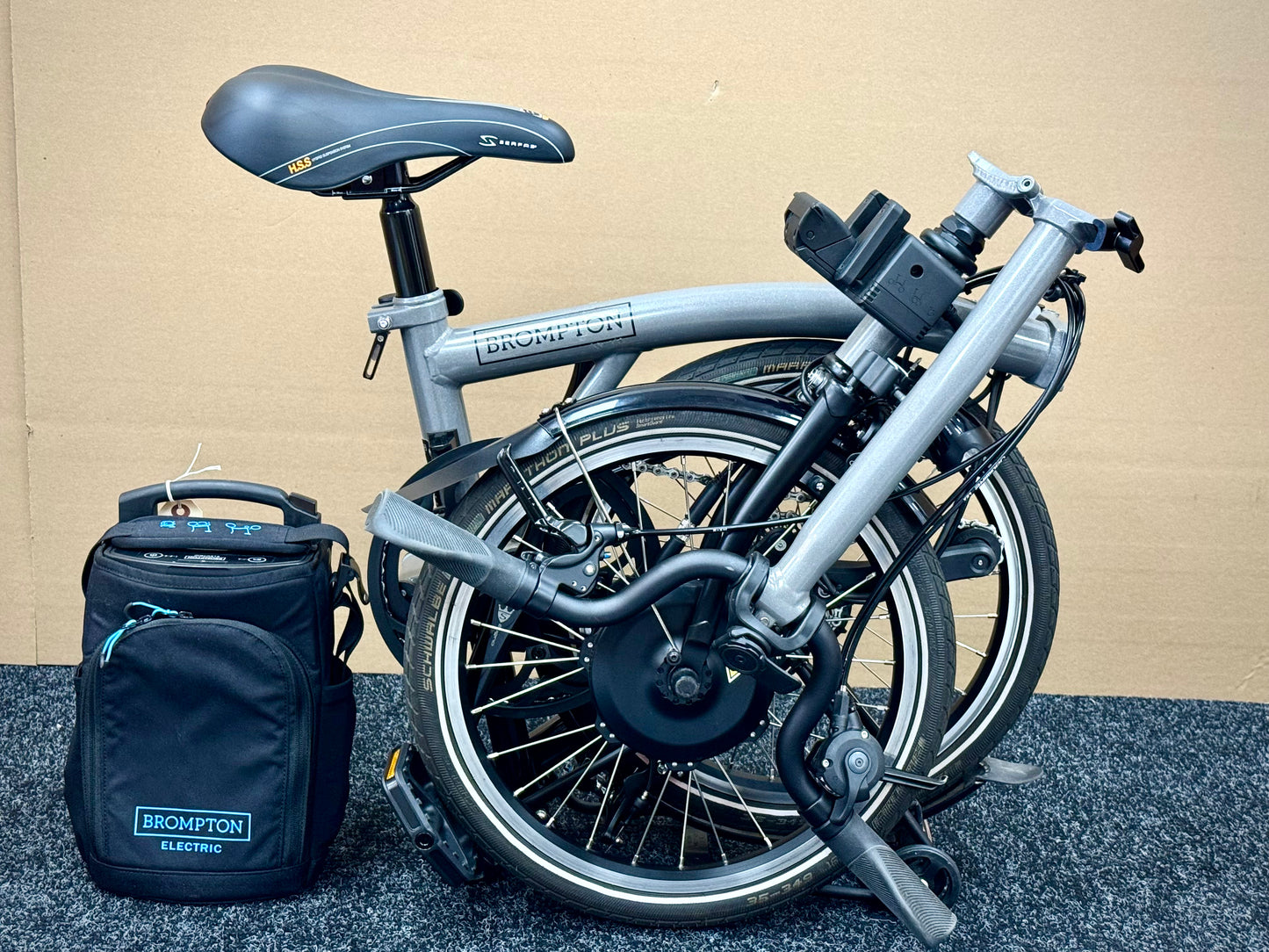 Brompton Pre-Owned P Line 4-Speed High-HB E-Bike Metallic Grey