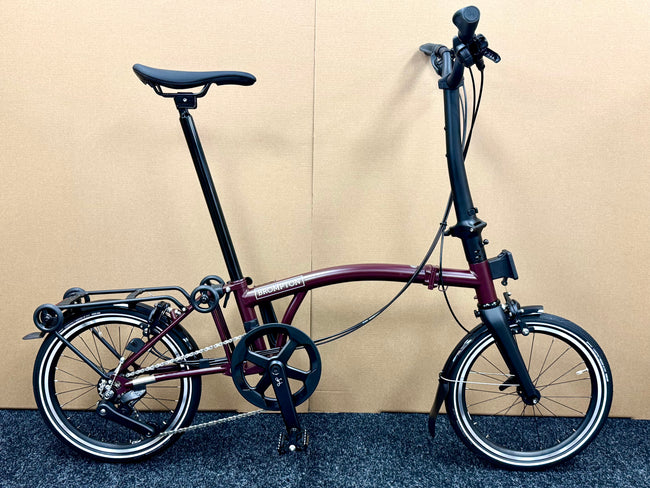 Brompton P Line 12-Speed High-HB Plum Red w/Roller Rack