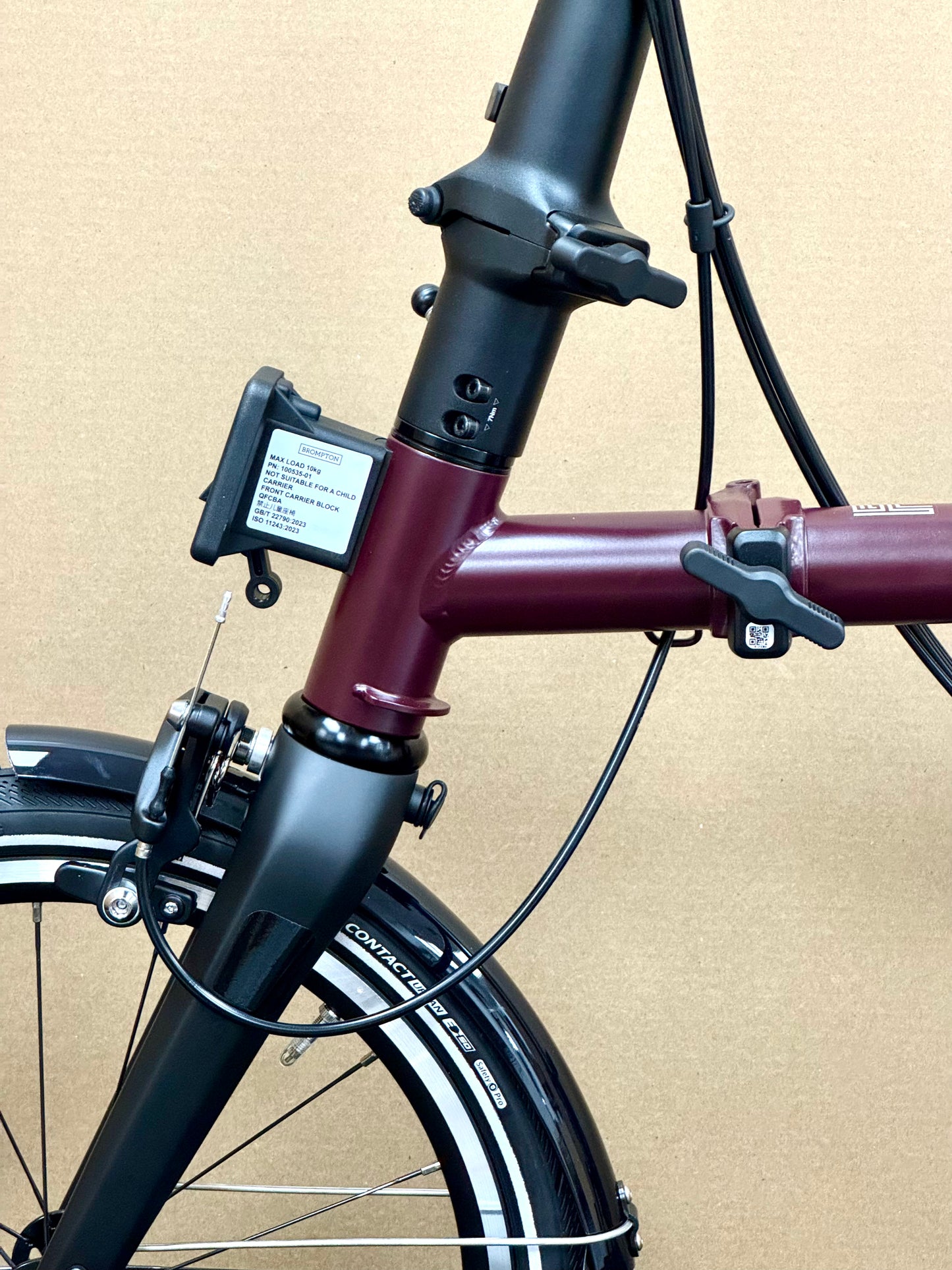 Brompton P Line 12-Speed High-HB Plum Red w/Roller Rack