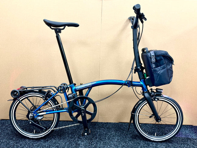 Brompton P Line Electric 4-Speed High-HB with e-Motiq System, Pacific Blue Lacquer