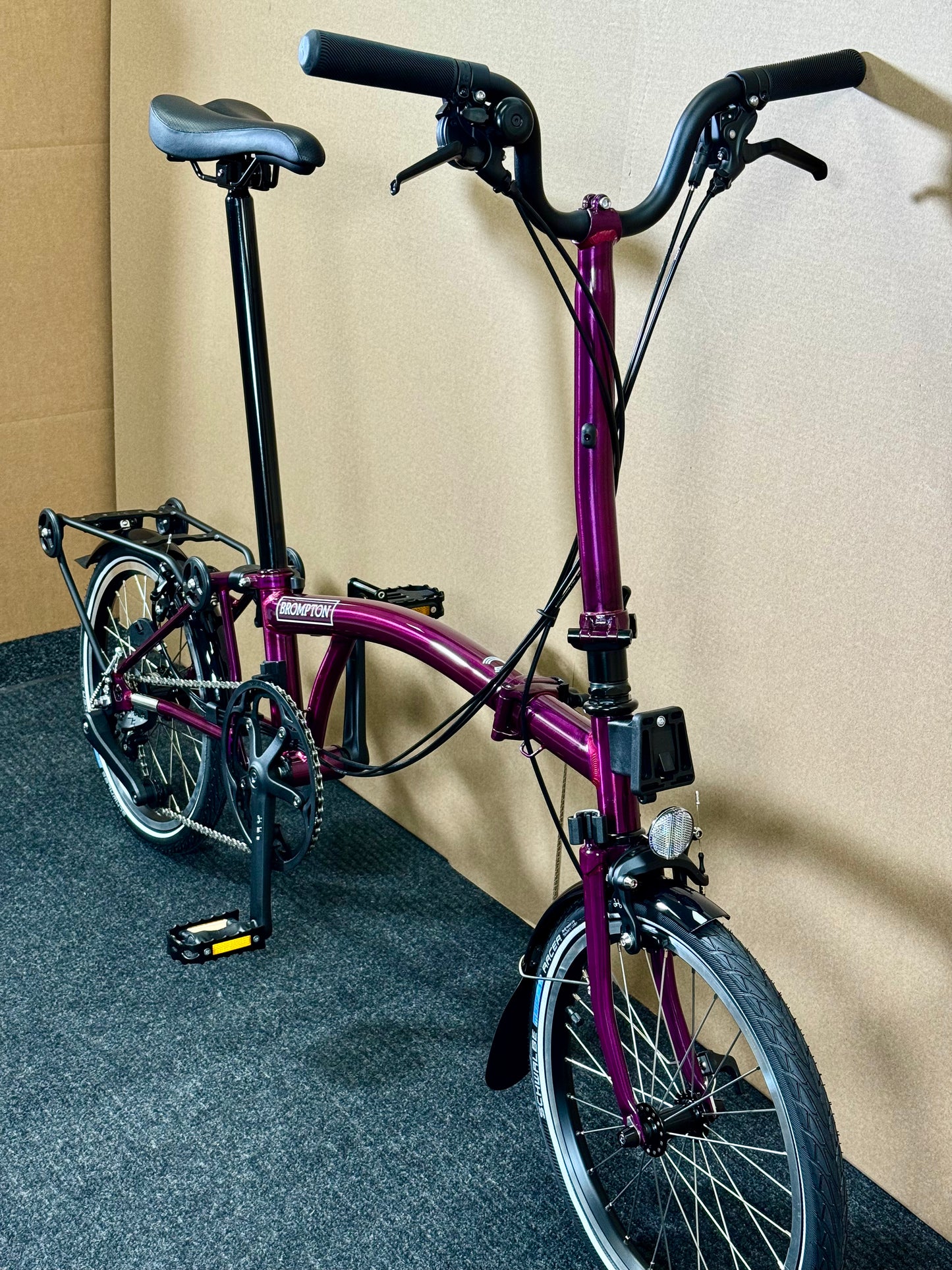 Brompton C Line 12-Speed High-HB Amethyst Lacquer w/Roller Rack