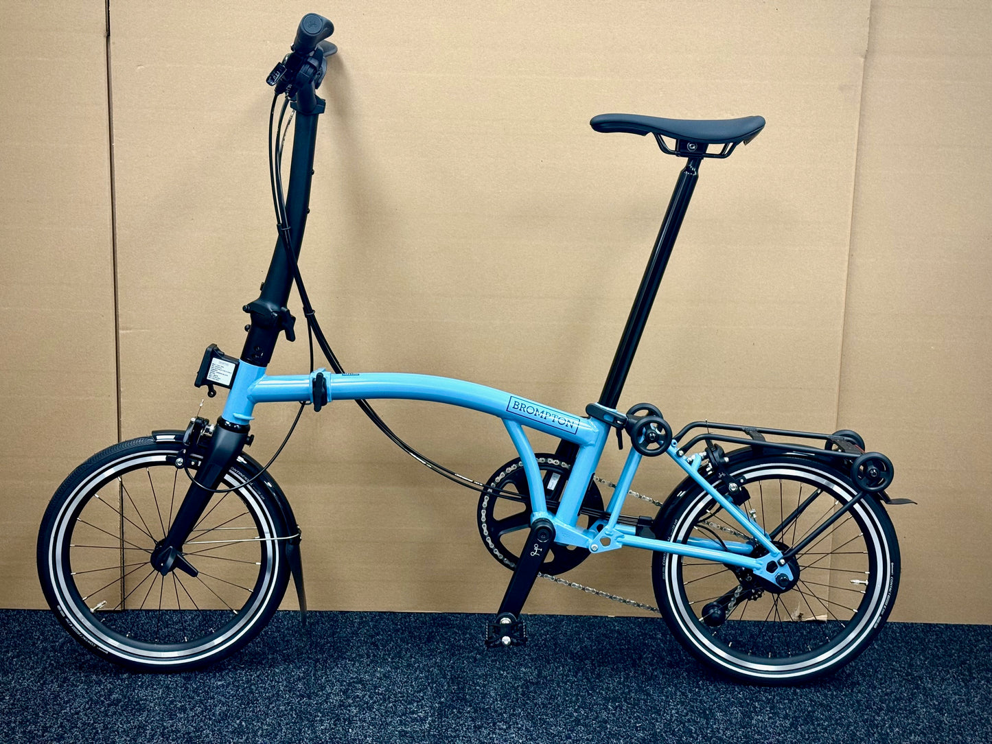 Brompton P Line 12-Speed High-HB Cloud Metallic w/Roller Rack