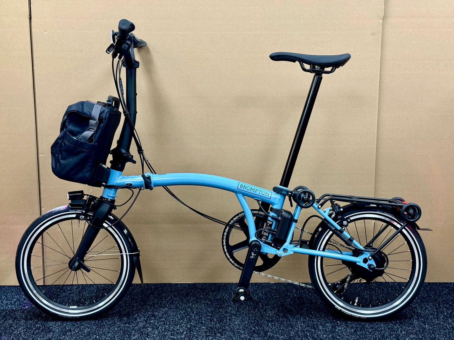 Brompton P Line Electric 4-Speed Mid-HB with e-Motiq System, Cloud Metallic