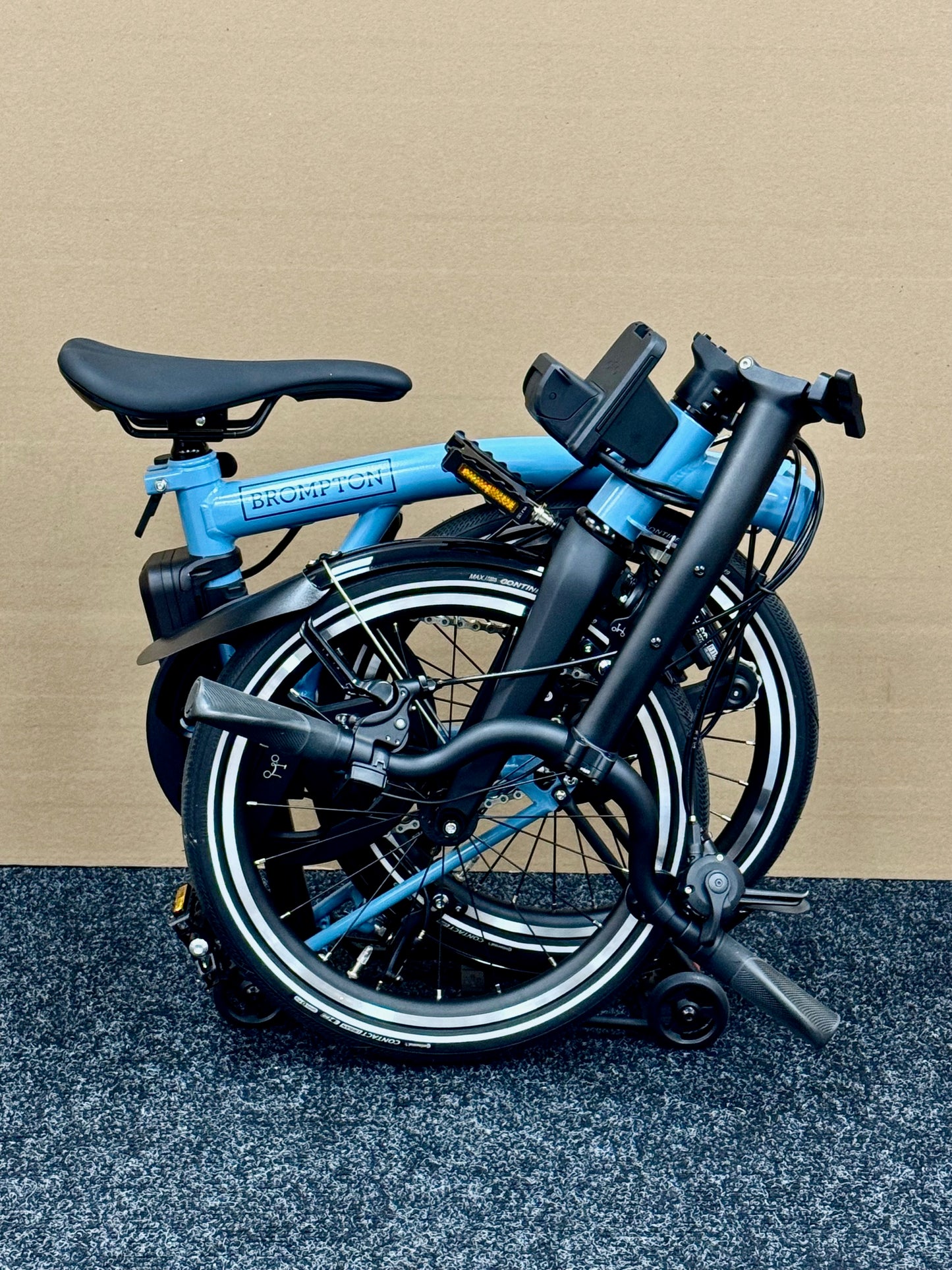 Brompton P Line Electric 4-Speed Mid-HB with e-Motiq System, Cloud Metallic