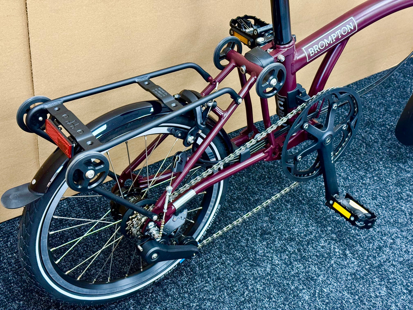 Brompton C Line 12-Speed Mid-HB Plum Red w/Roller Rack