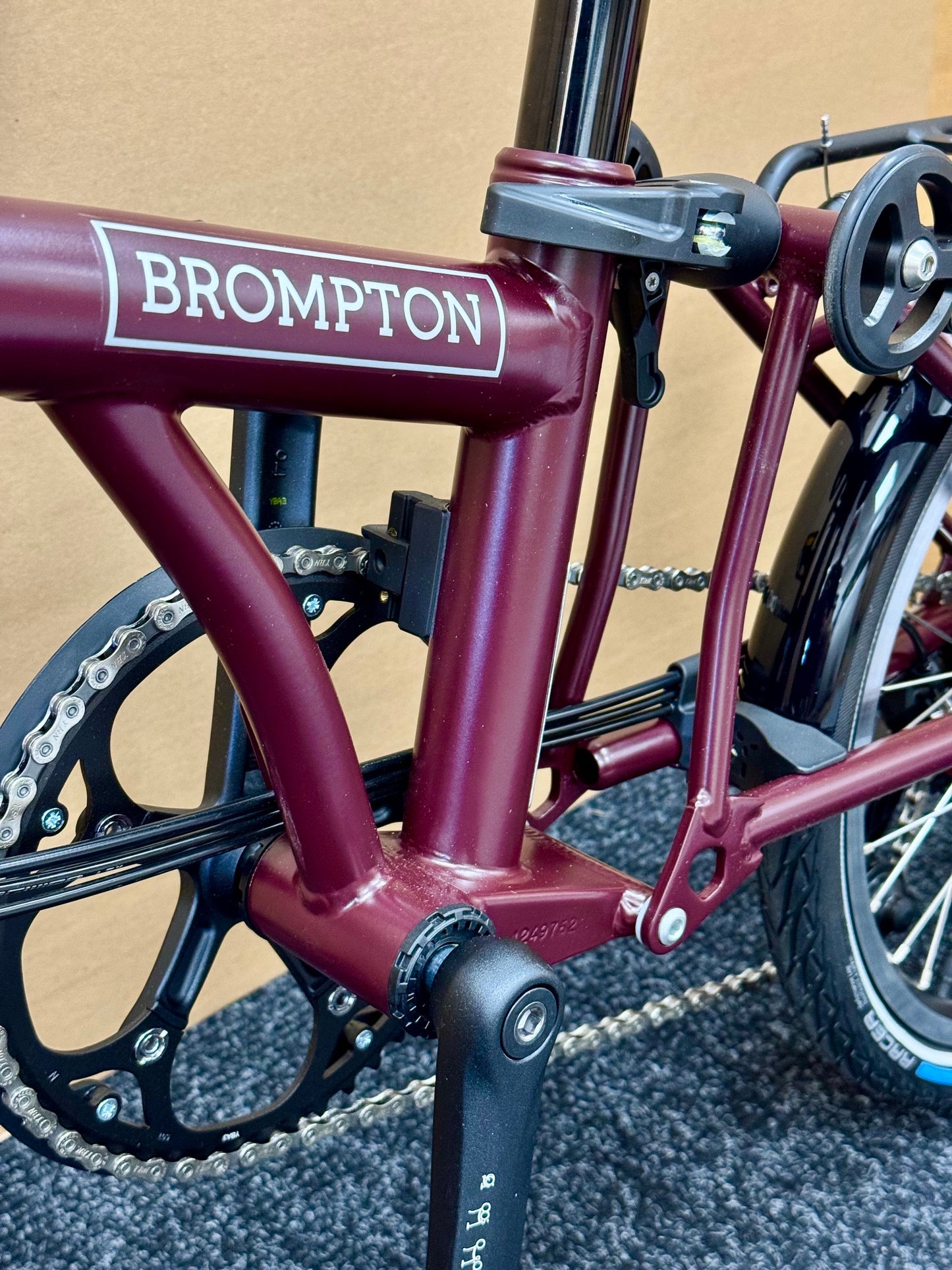 Brompton C Line 12-Speed Mid-HB Plum Red w/Roller Rack