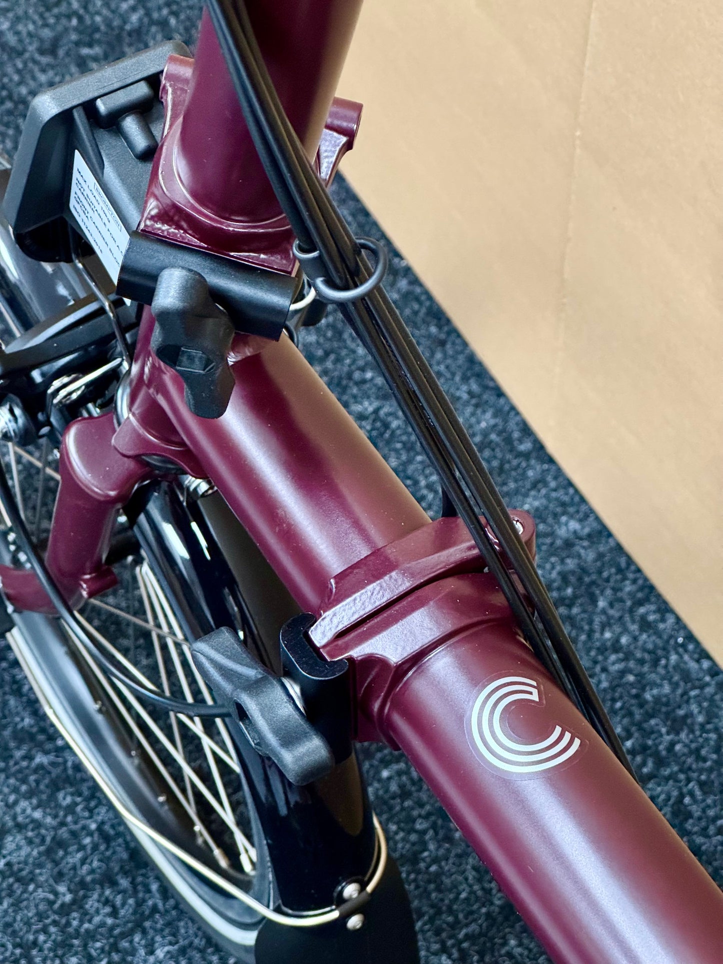 Brompton C Line 12-Speed Mid-HB Plum Red w/Roller Rack