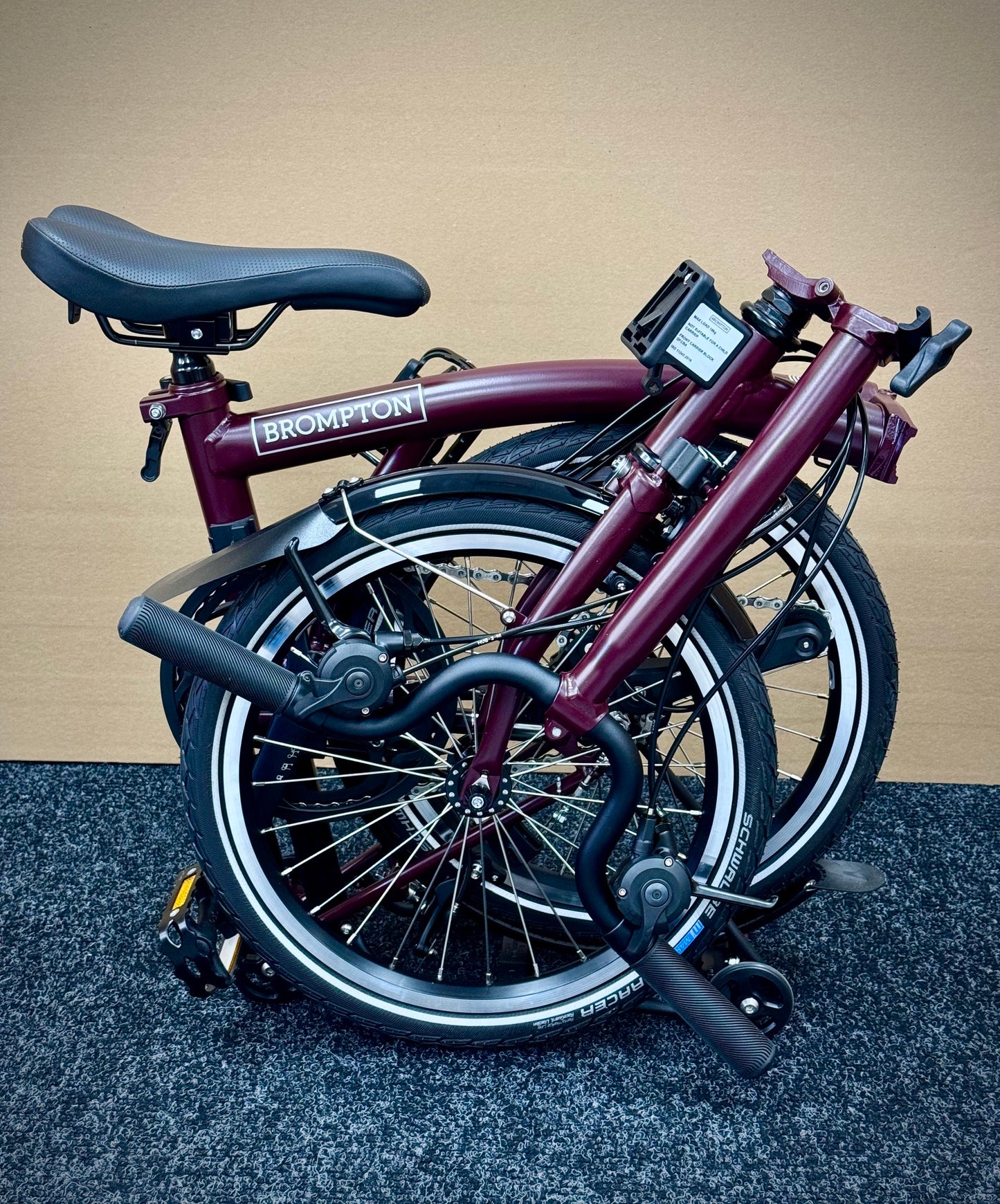 Brompton C Line 12-Speed Mid-HB Plum Red w/Roller Rack