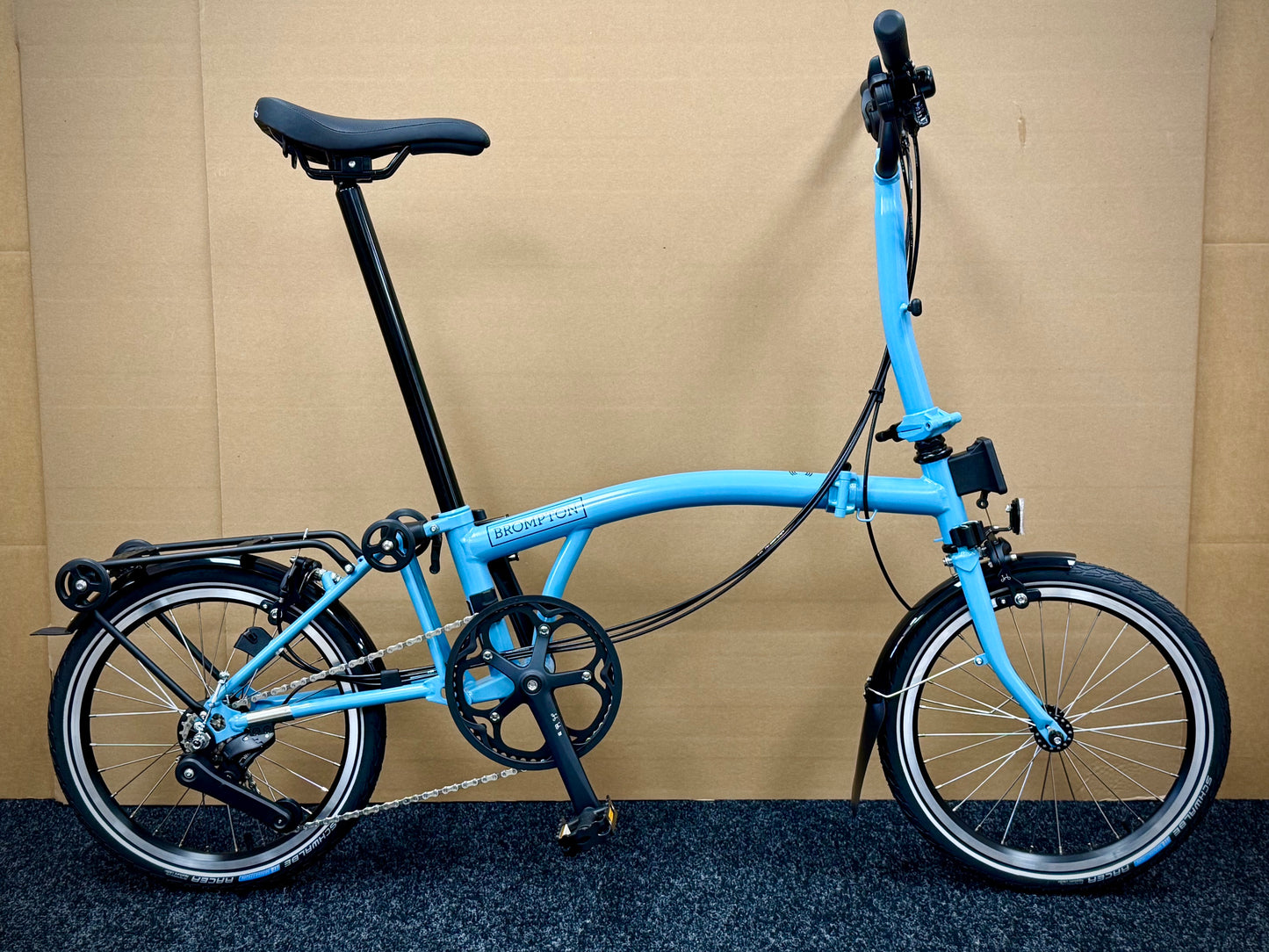 Brompton C Line 12-Speed Mid-HB Cloud Metallic w/Roller Rack "Mini-Marred"