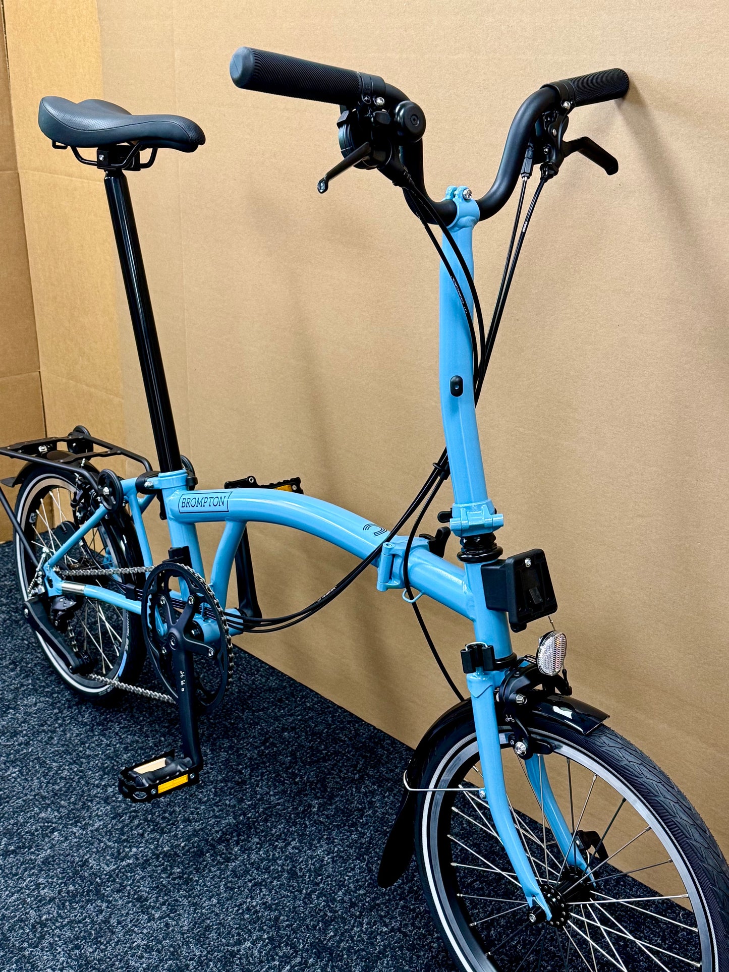 Brompton C Line 12-Speed Mid-HB Cloud Metallic w/Roller Rack "Mini-Marred"