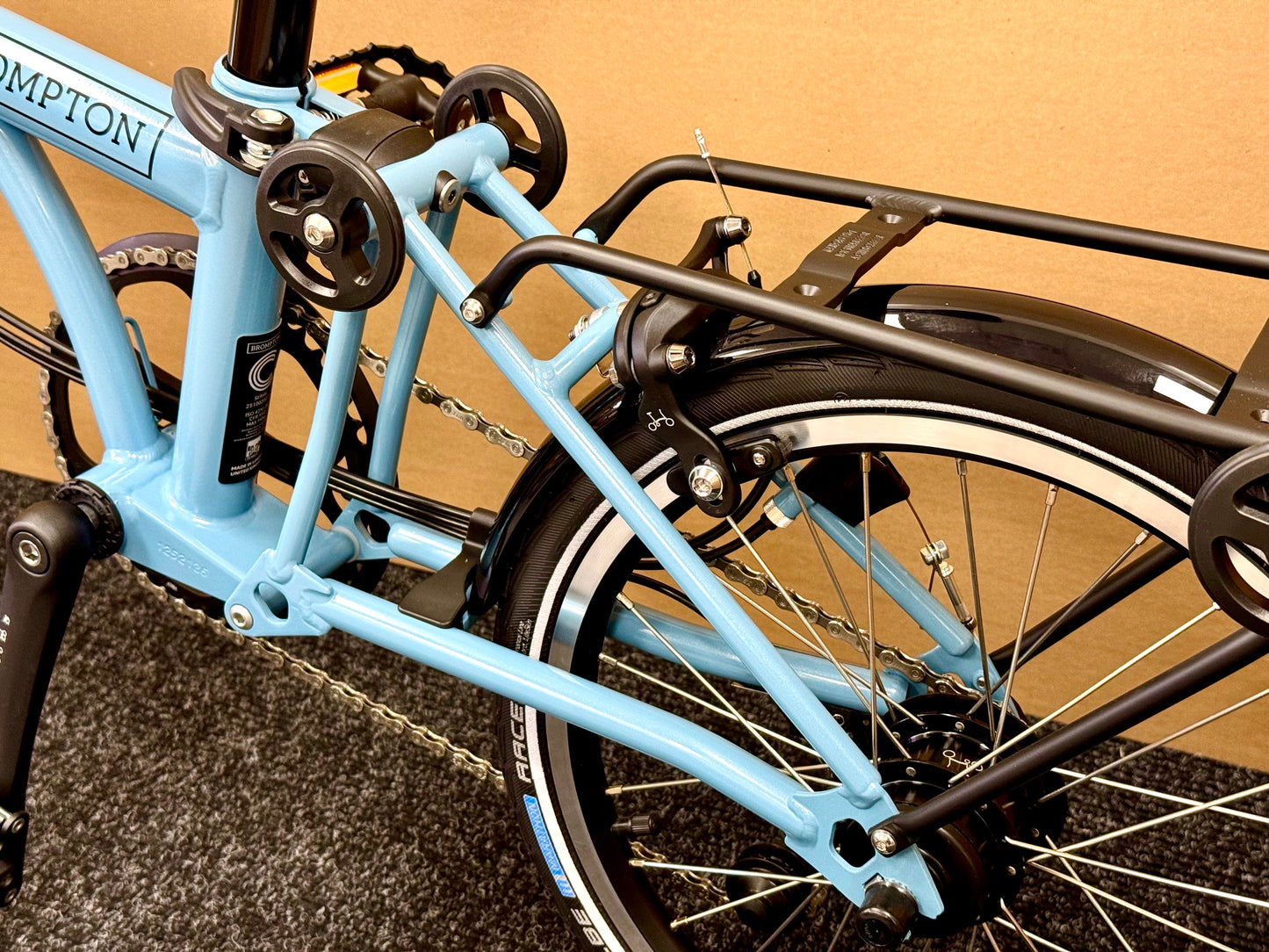 Brompton C Line 12-Speed Mid-HB Cloud Metallic w/Roller Rack "Mini-Marred"