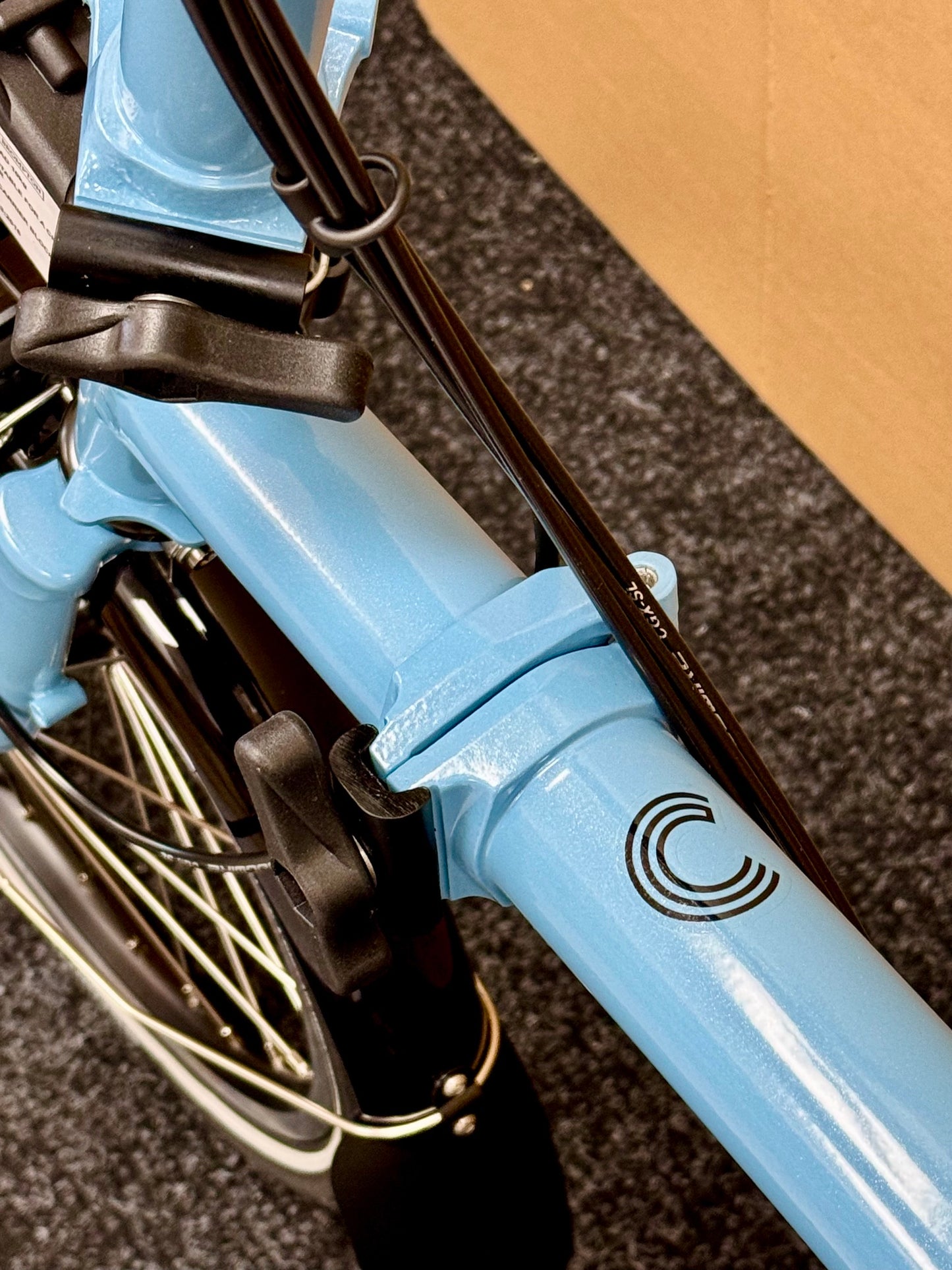 Brompton C Line 12-Speed Mid-HB Cloud Metallic w/Roller Rack "Mini-Marred"