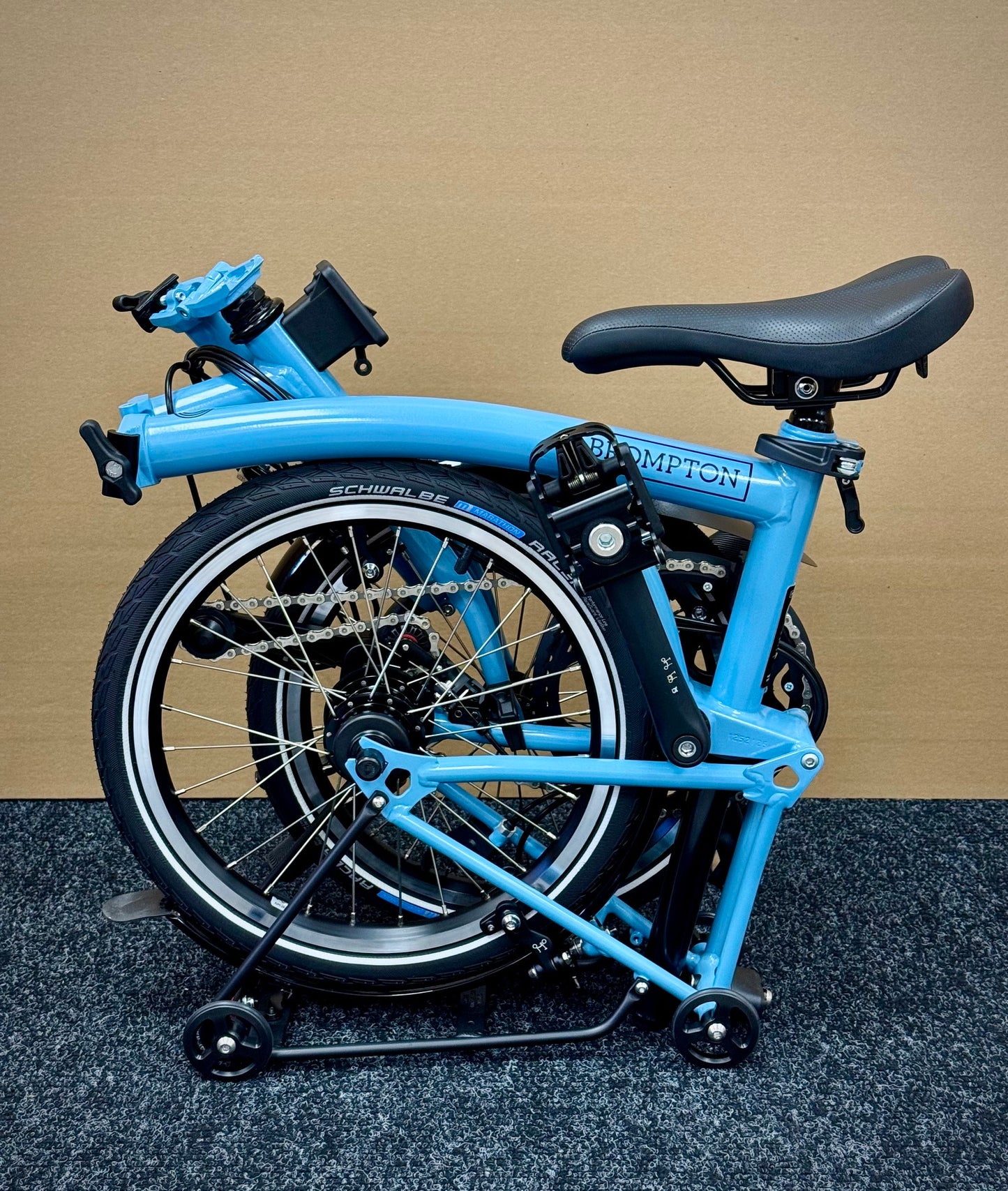 Brompton C Line 12-Speed Mid-HB Cloud Metallic w/Roller Rack "Mini-Marred"
