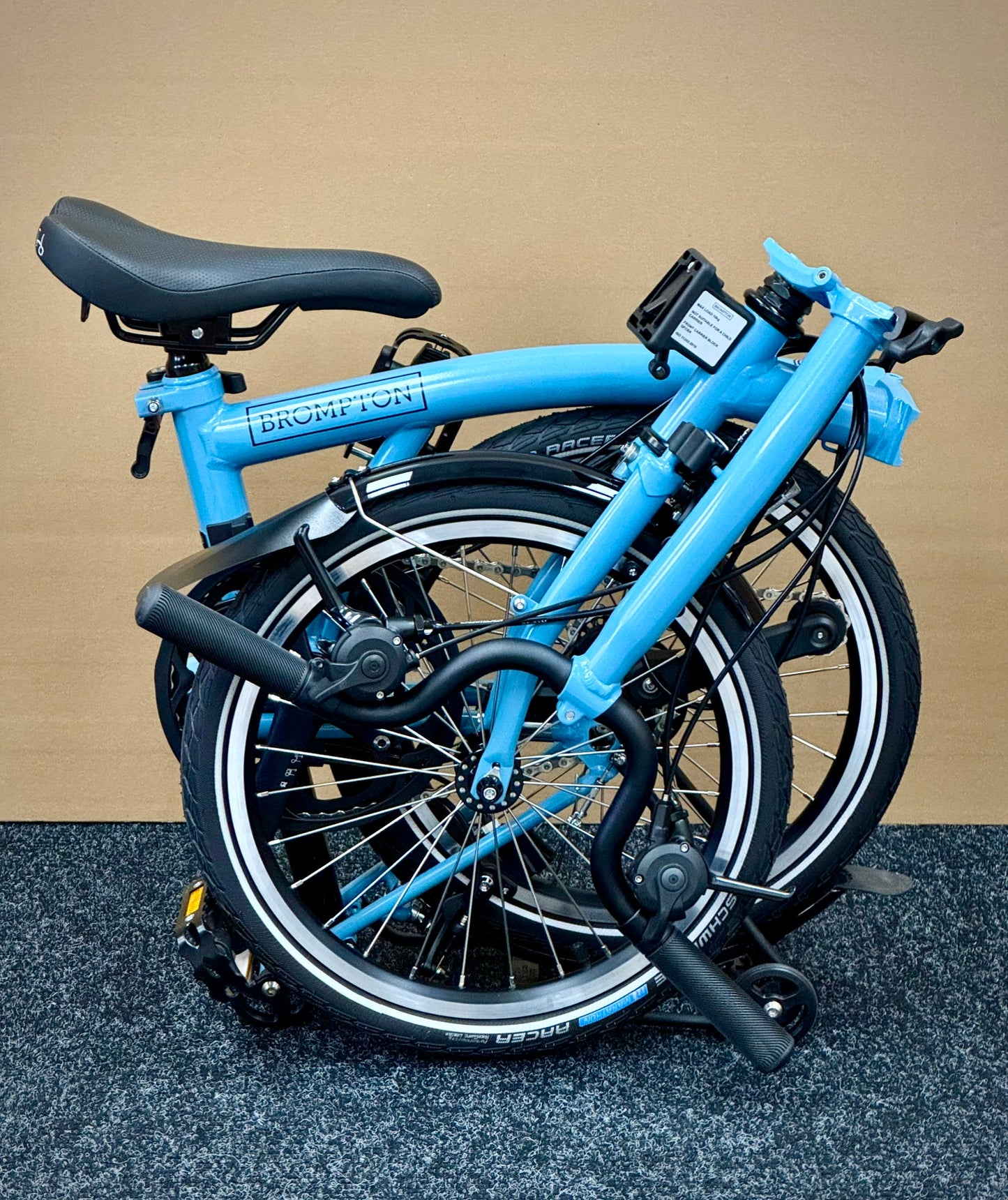 Brompton C Line 12-Speed Mid-HB Cloud Metallic w/Roller Rack "Mini-Marred"