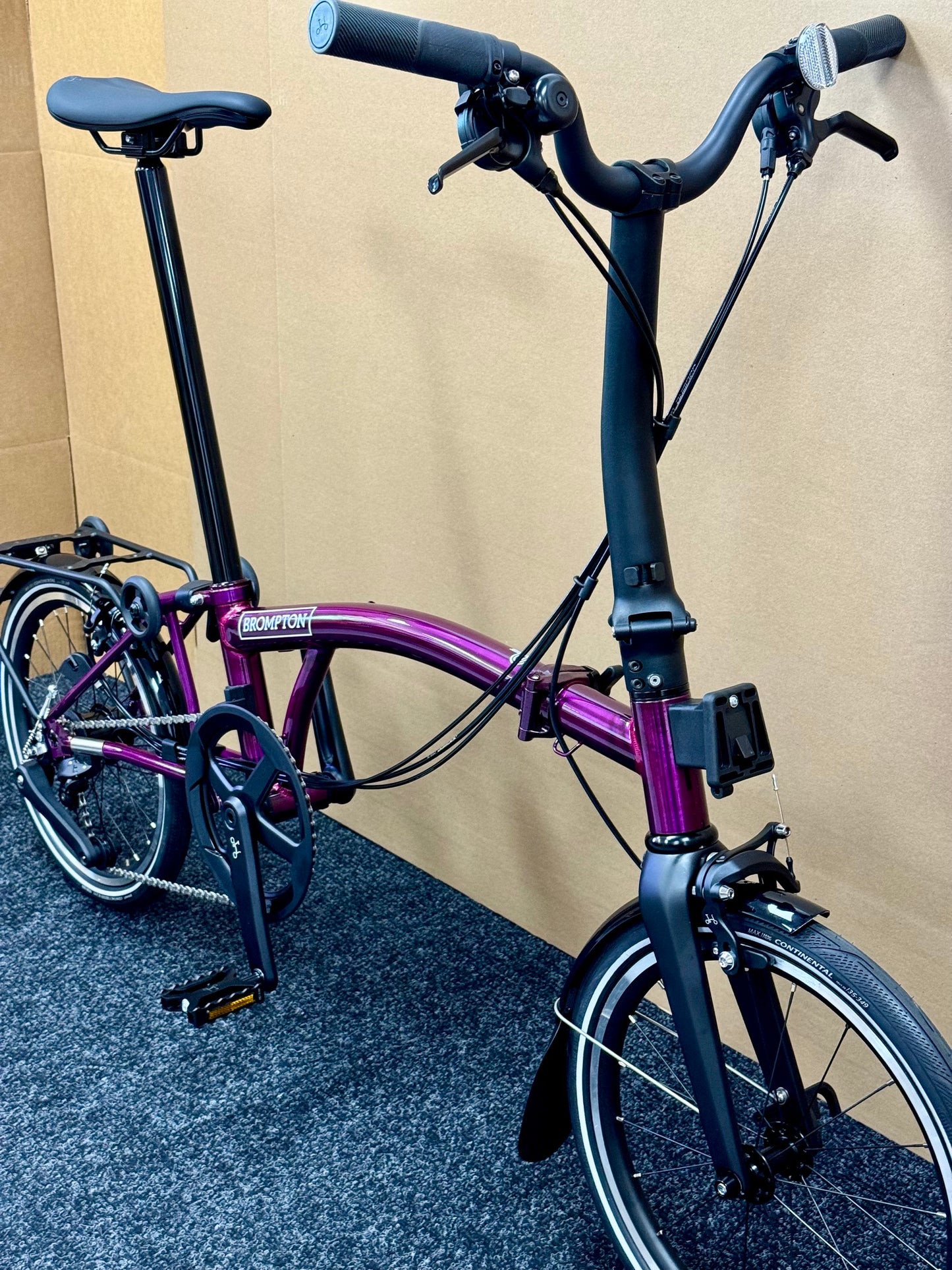 Brompton P Line 12-Speed Mid-HB Amethyst Lacquer w/Roller Rack