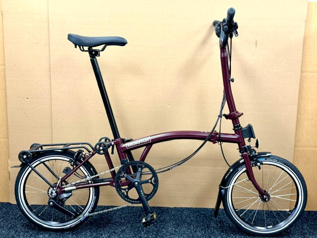Brompton C Line 12-Speed High-HB Plum Red w/Roller Rack