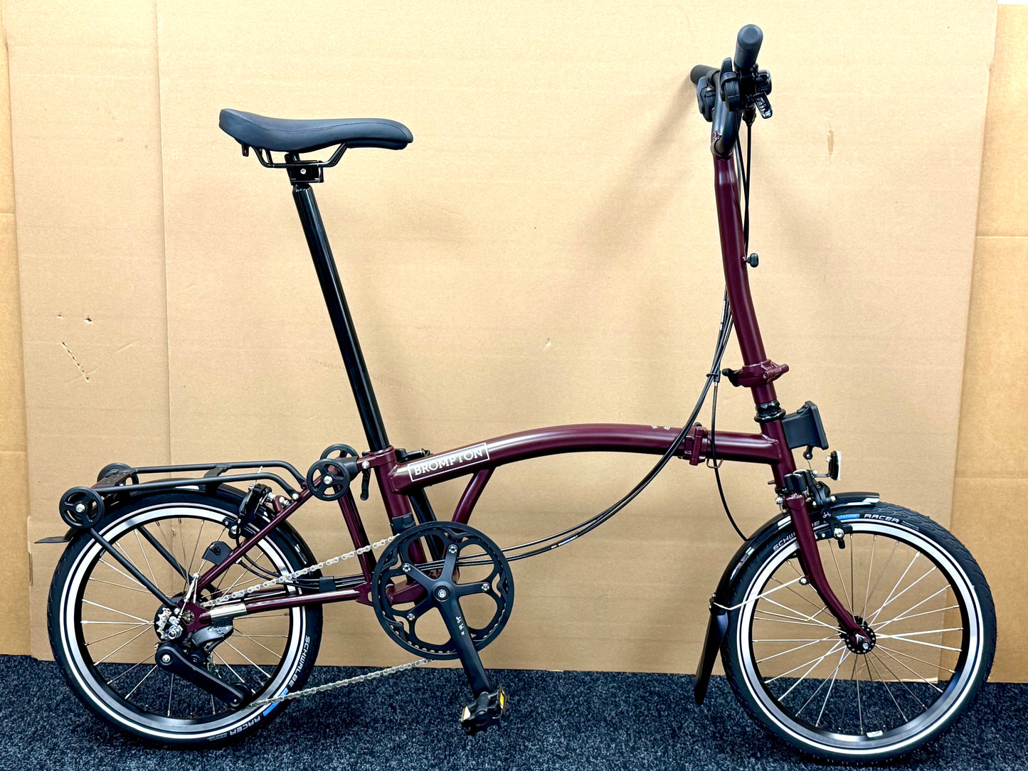 Brompton C Line 12-Speed High-HB Plum Red w/Roller Rack