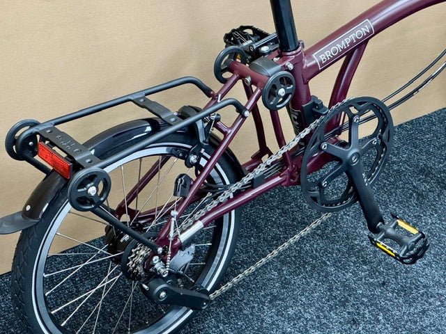 Brompton C Line 12-Speed High-HB Plum Red w/Roller Rack