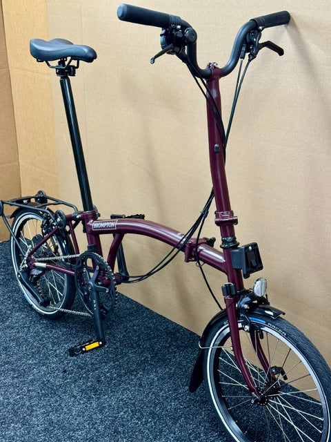 Brompton C Line 12-Speed High-HB Plum Red w/Roller Rack