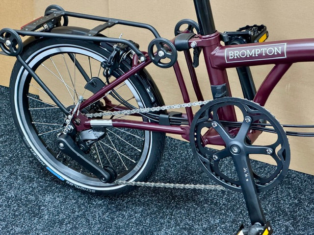 Brompton C Line 12-Speed High-HB Plum Red w/Roller Rack