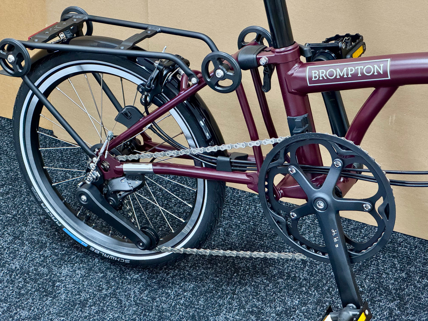 Brompton C Line 12-Speed High-HB Plum Red w/Roller Rack