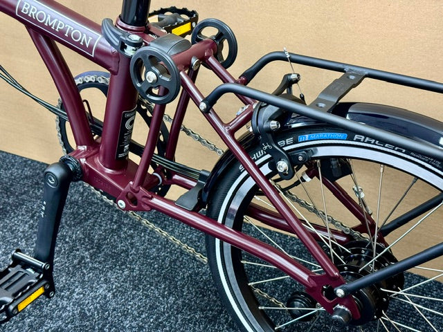 Brompton C Line 12-Speed High-HB Plum Red w/Roller Rack