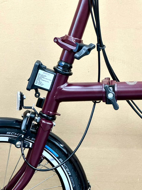 Brompton C Line 12-Speed High-HB Plum Red w/Roller Rack
