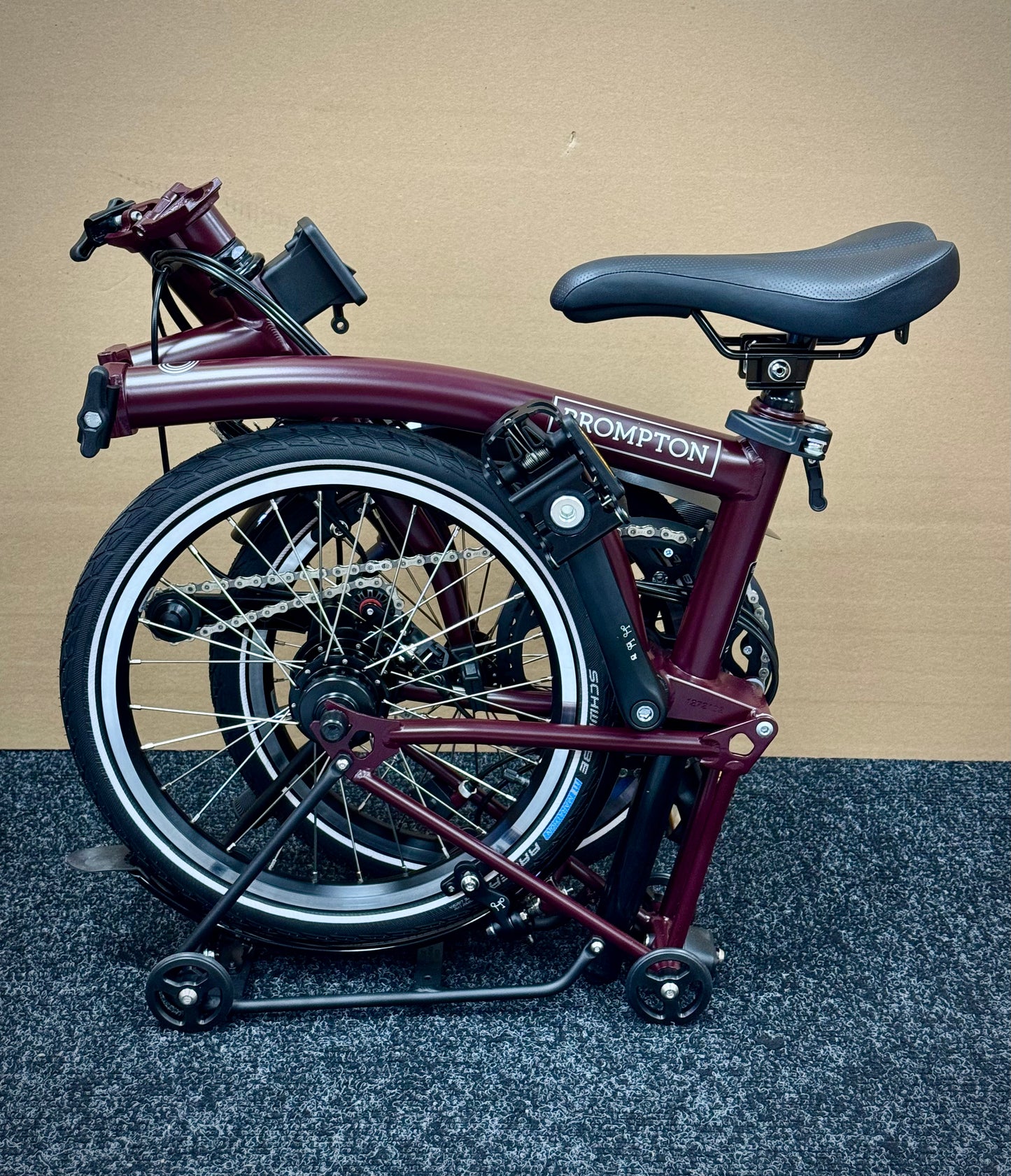 Brompton C Line 12-Speed High-HB Plum Red w/Roller Rack