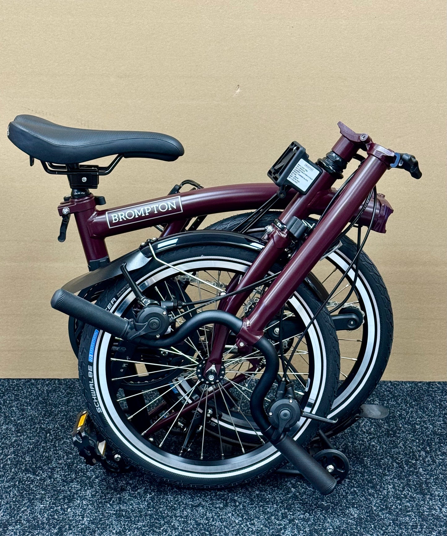 Brompton C Line 12-Speed High-HB Plum Red w/Roller Rack