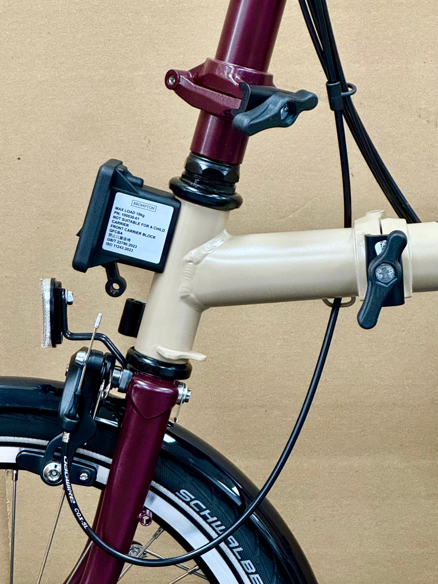 Brompton C Line 12-Speed High-HB Dune/Plum with Roller Rack