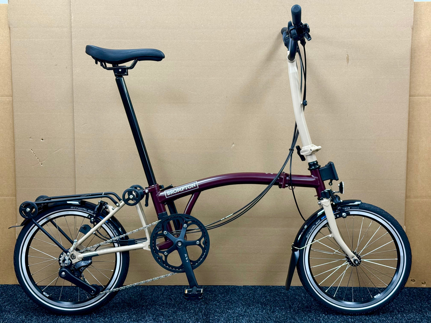 Brompton C Line 12-Speed High-HB Plum/Dune w/Roller Rack