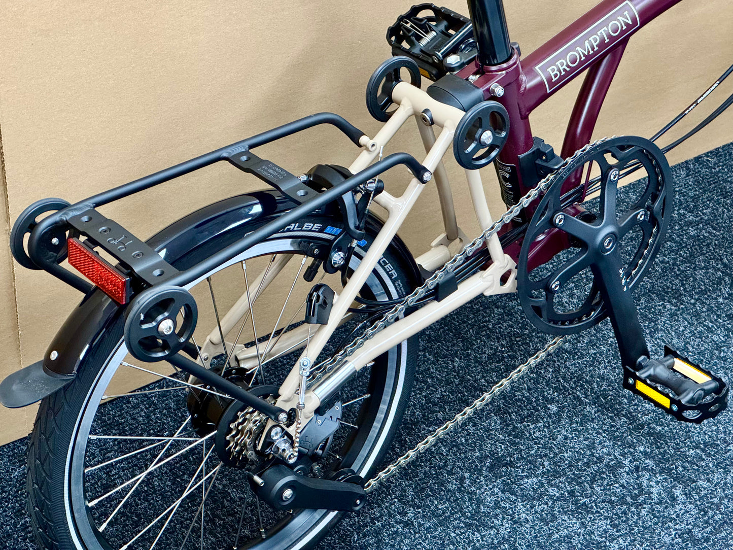 Brompton C Line 12-Speed High-HB Plum/Dune w/Roller Rack