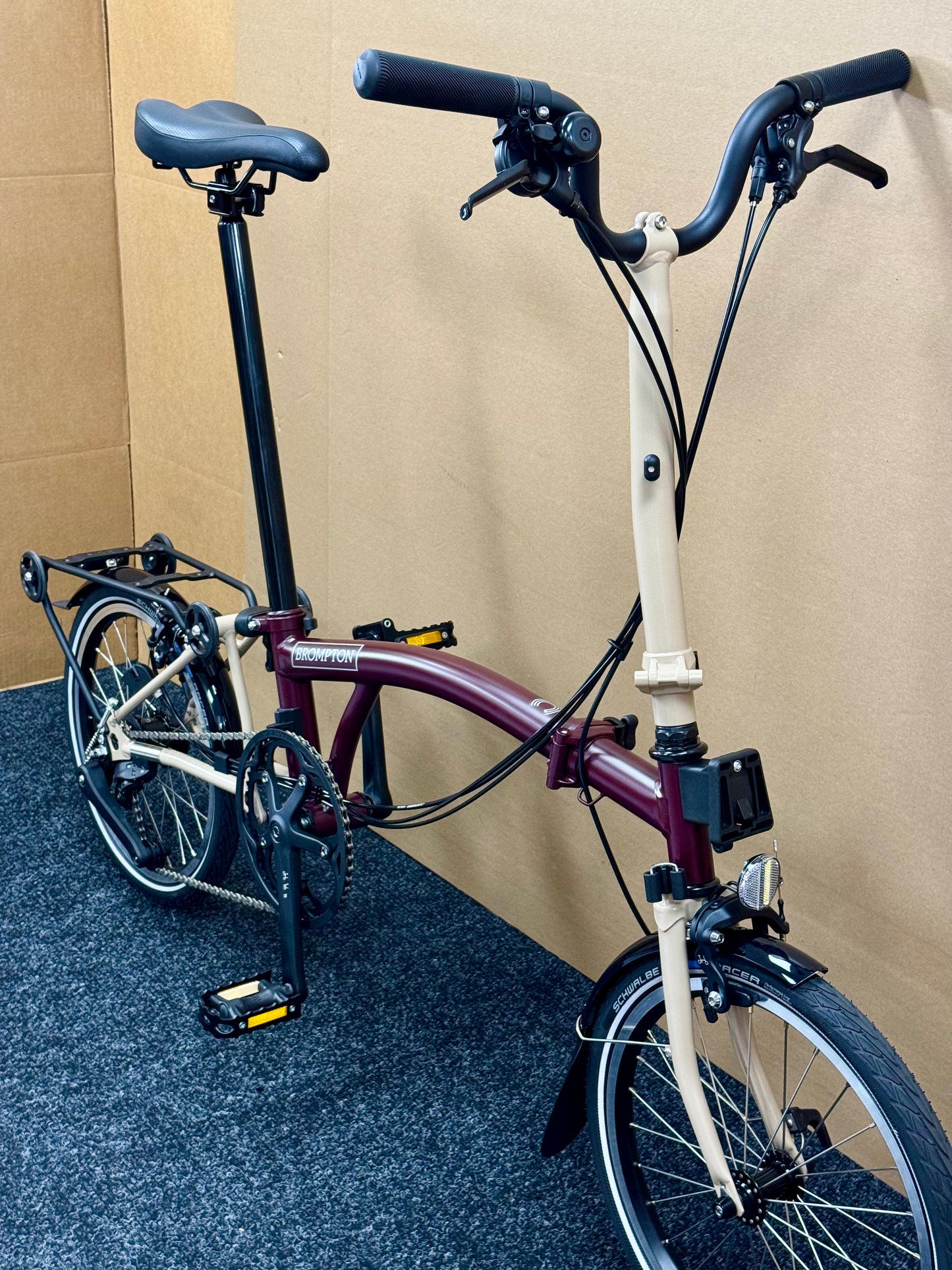 Brompton C Line 12-Speed High-HB Plum/Dune w/Roller Rack