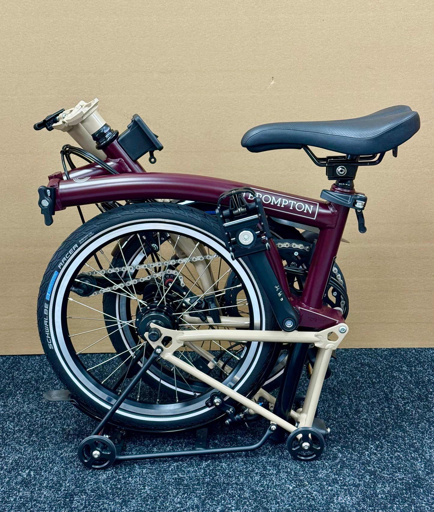 Brompton C Line 12-Speed High-HB Plum/Dune w/Roller Rack