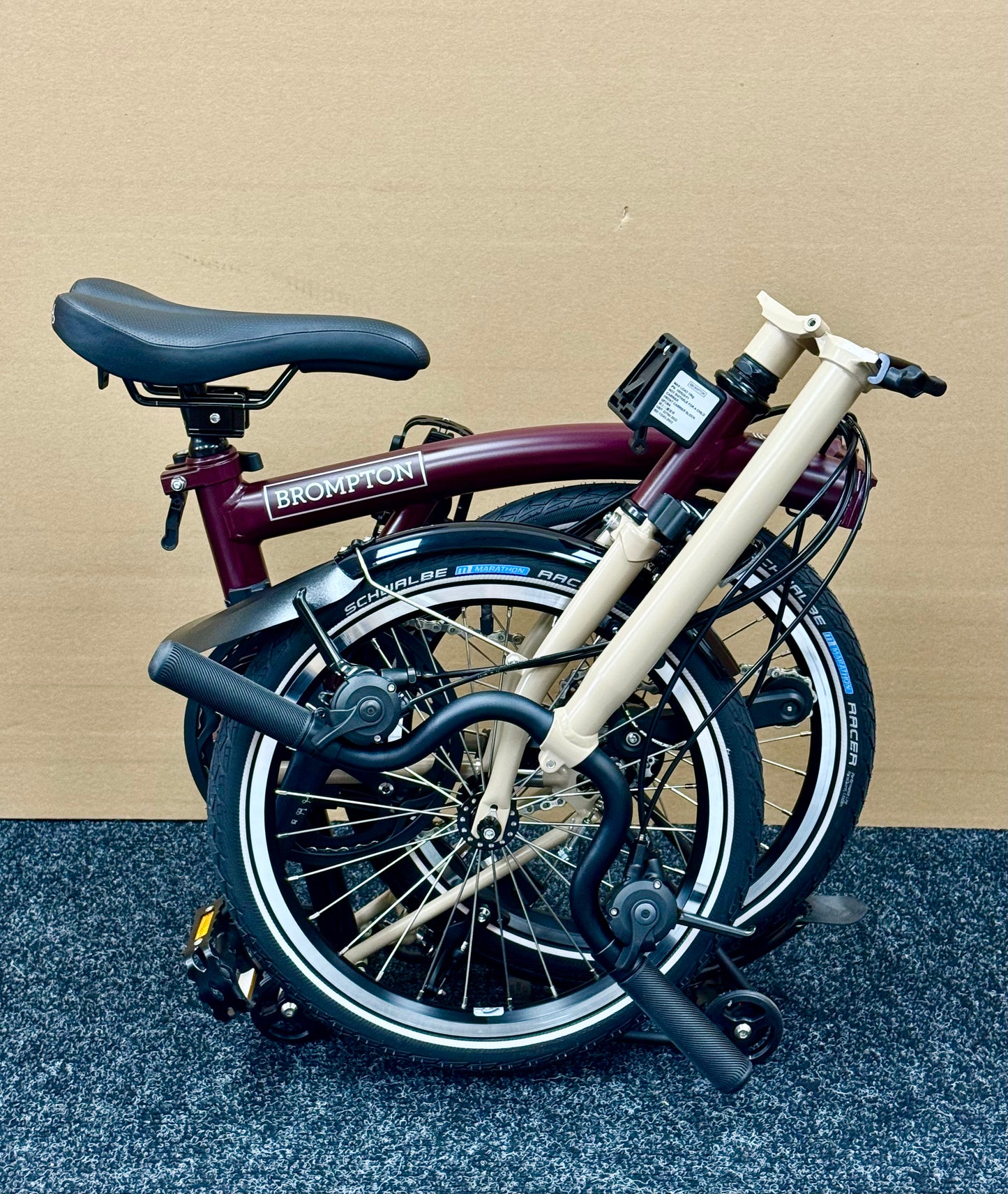 Brompton C Line 12-Speed High-HB Plum/Dune w/Roller Rack